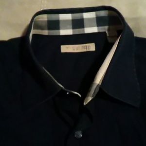 Burberry mens button up long sleeve black shirt